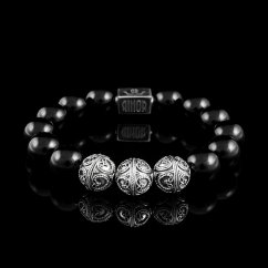Pánský náramek Onyx (12mm) + Stříbro - RINOR Premium 3