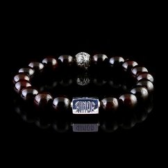Pánský náramek Granát (10mm) + Stříbro - Classic Charm