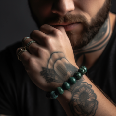 Pánský náramek z Jaspisu "dračí krev" a stříbra