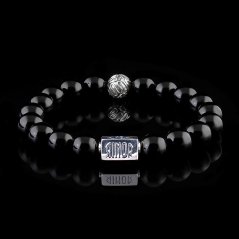 Pánský náramek Obsidián (10mm) + Stříbro - Classic Charm